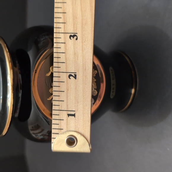 Vintage Japanese Art Of Chokin 24kt Gold Black Porcelain Lidded Jar. - Picture 11 of 11